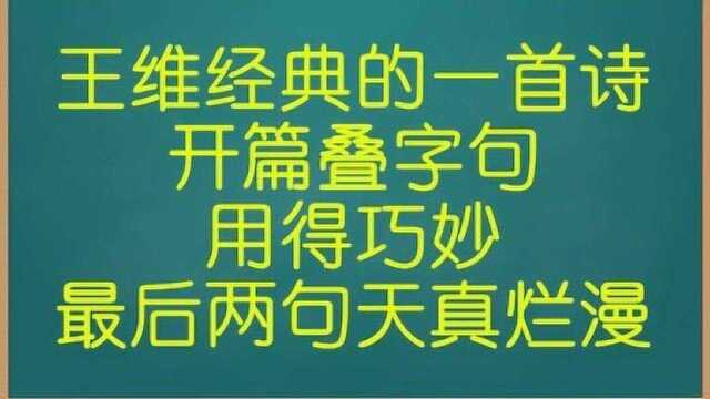 王维经典的一首诗,开篇叠字句用得巧妙,最后两句天真烂漫