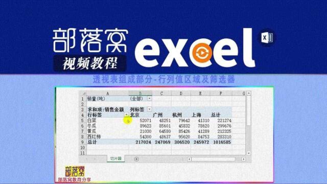 excel透视表组成部分视频:行列值区域及筛选器