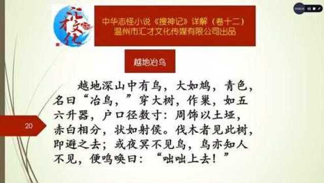 中华志怪小说《搜神记》详解卷十二193越地冶鸟