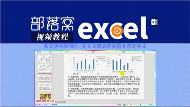 excel数据透视图特征视频:交互式图表透视图类型及格式