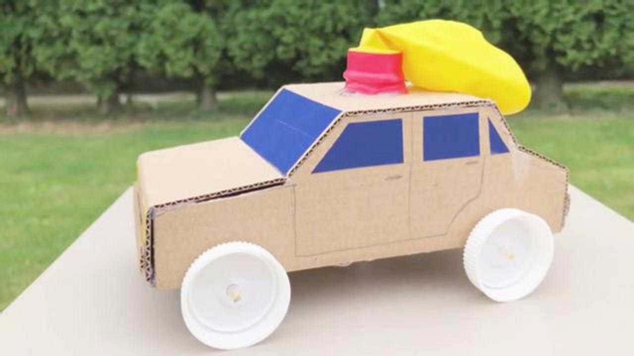 「diy紙板」氣球動力的小汽車製作