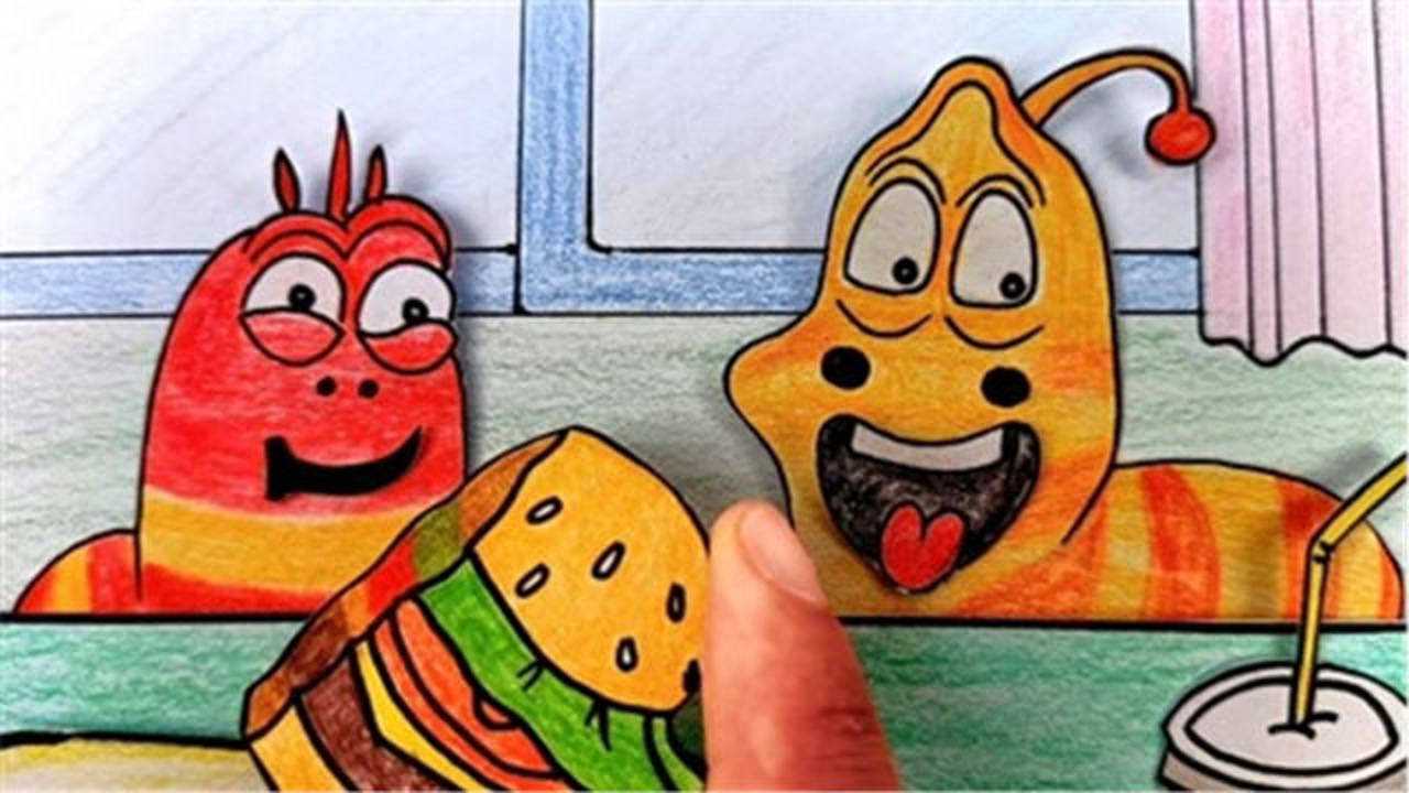 手绘定格动画爆笑虫子吃汉堡薯条不小心放了辣酱好辣啊