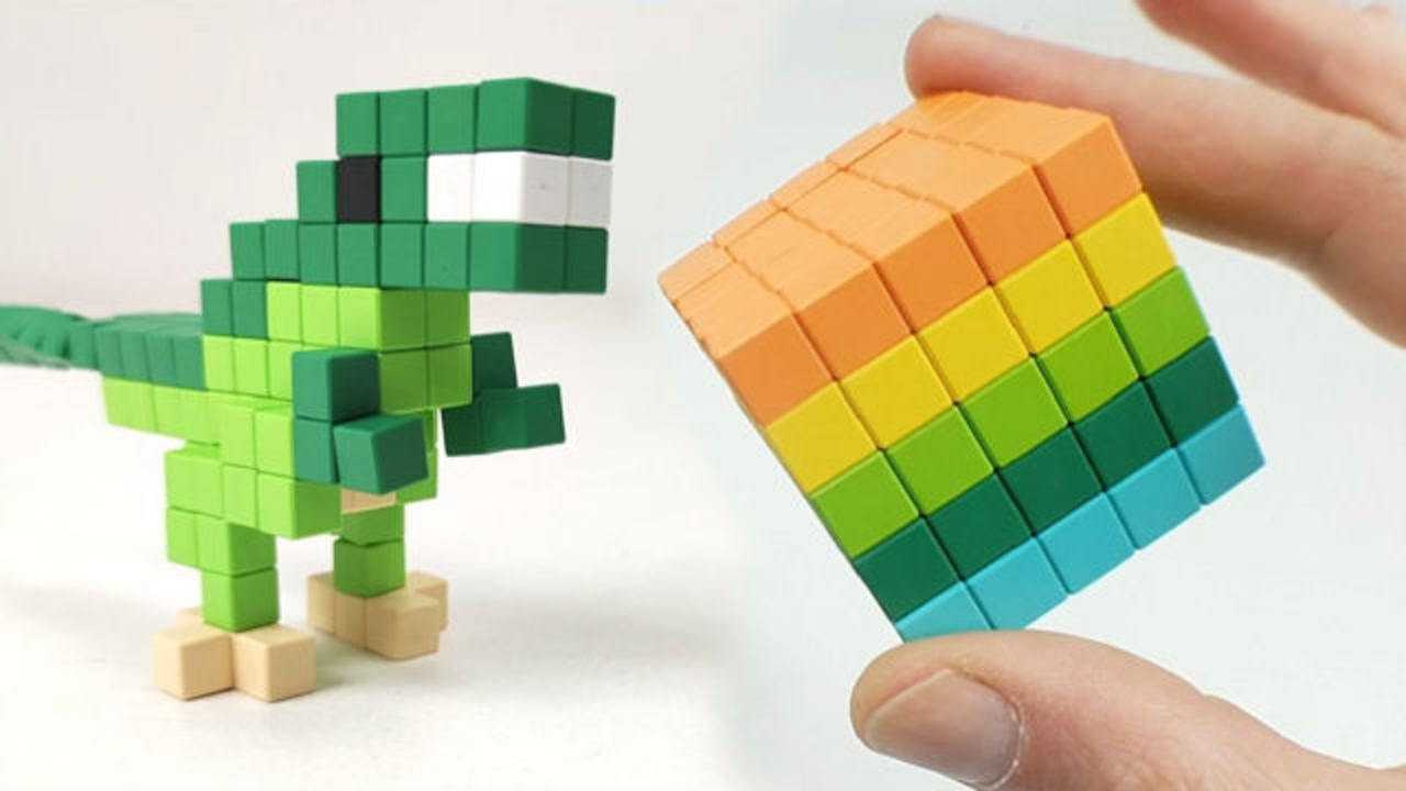 彩色方块磁铁玩具拼搭小恐龙