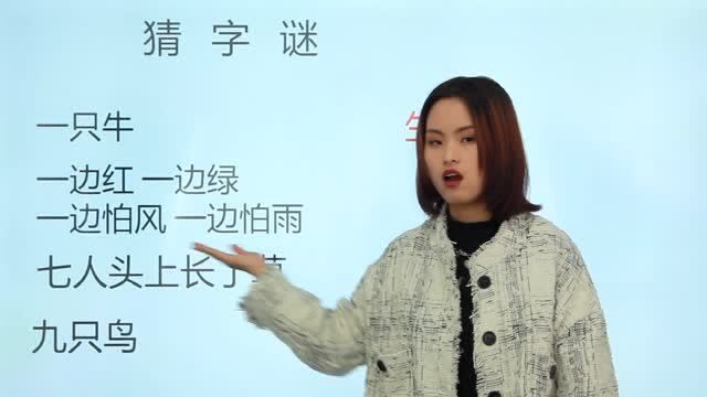 小学字谜题:一边红,一边绿,一边怕风,一边怕雨,打一字