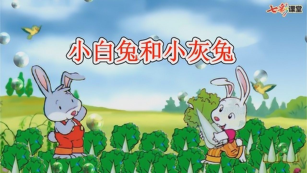 七彩-一年级上-课文朗读-语文园地一-小白兔和小灰兔@20190805