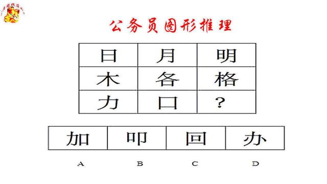 公务员图形推理,日月明木各格,是这样的吗