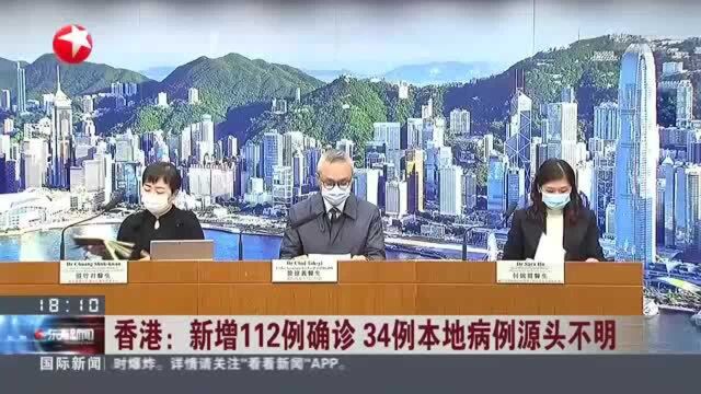 香港:新增112例确诊 34例本土病例源头不明