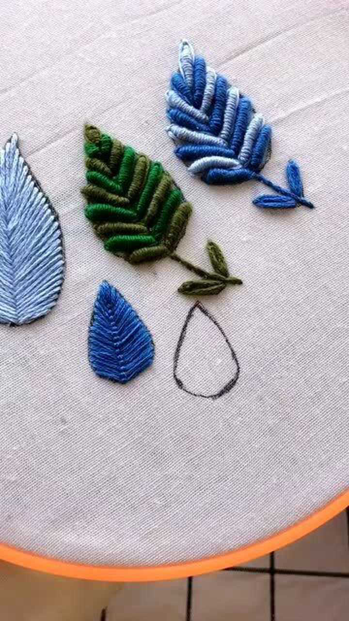 叶子最常见的几种绣法简单易上手看一遍就会