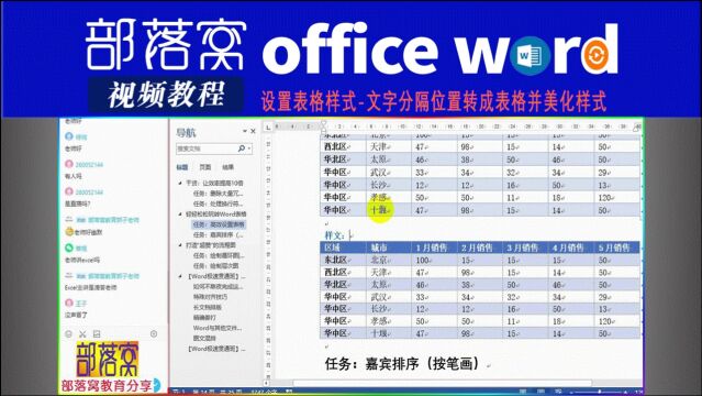 word设置表格样式视频:文字分隔位置转成表格并美化样式