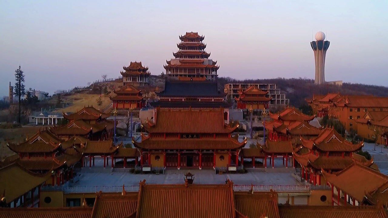 航拍皖北最大寺庙-栖岩寺