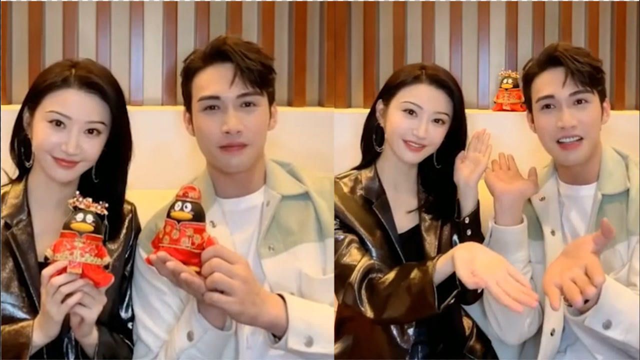售后太甜景甜张彬彬三连拍超默契拿结婚公仔合影像极了新婚夫妻