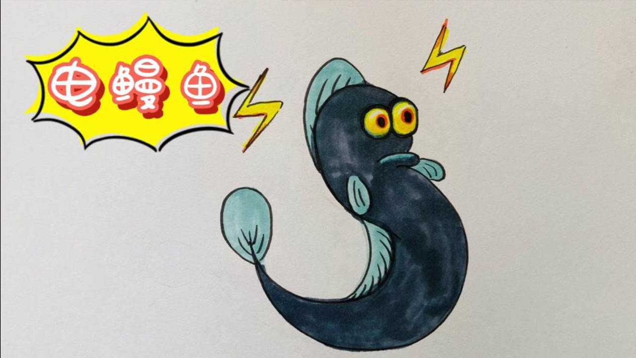 马克笔简单画,电鳗鱼