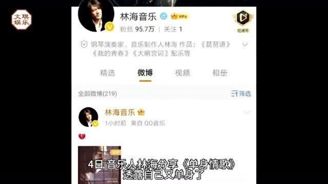 53岁的音乐家林海宣布,他和妻子95后的婚姻只持续了两年时间