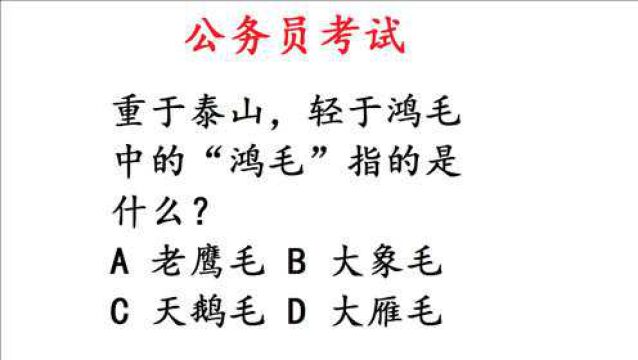 公务员考试,轻于鸿毛中的“鸿毛”指的是什么?