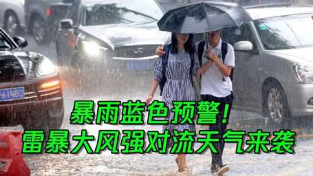 暴雨蓝色预警!雷暴大风强对流天气来袭!