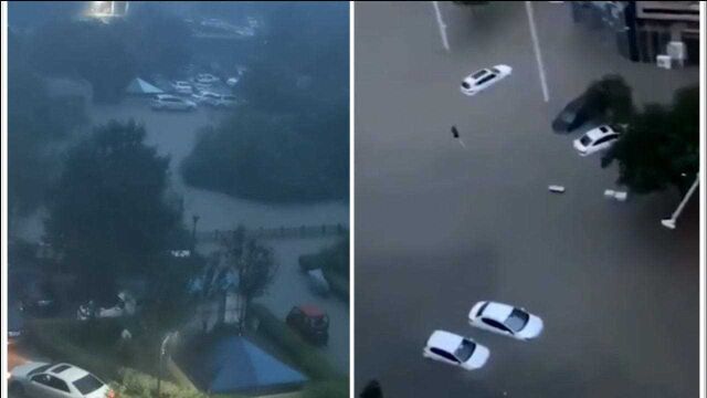 红色预警!河南安阳强降暴雨或引发山洪,街道成河车辆漂着走