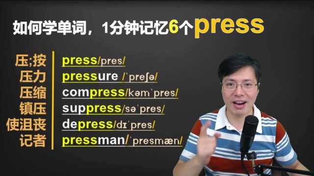 如何通过简单的英语单词press记忆更多的单词?跟山姆老师学英语