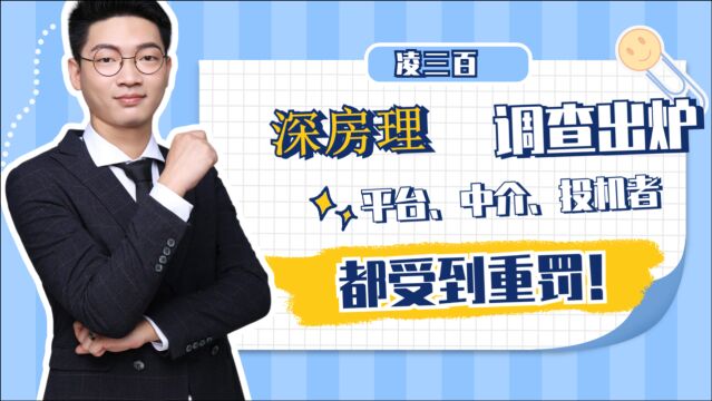 深房理调查出炉:非法平台、非法中介、投机者,统统都要受罚!