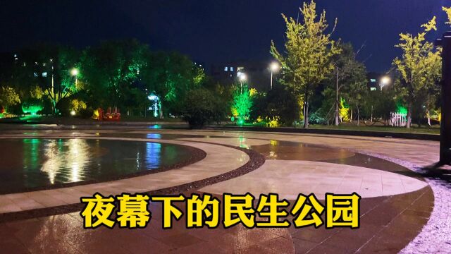 东营市西城“民生公园”,我家小区的后花园,夜幕降临景色更加迷人