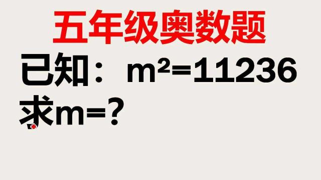 已知:mⲽ11236,求m=?很多初中生不会做,看小学学霸如何破解