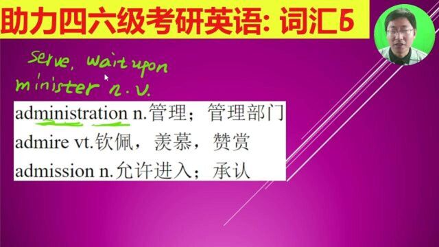 高频核心词汇6: administration, admire, admission,助力四六级考研英语冲刺