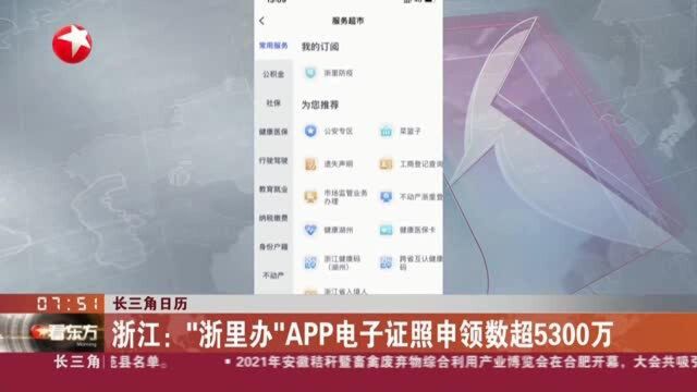 长三角日历:浙江——“浙里办”APP电子证照申领数超5300万