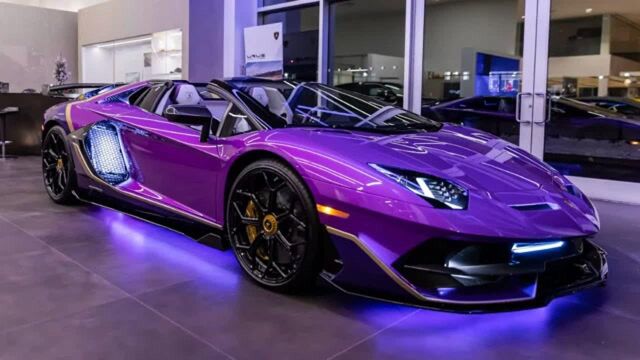 超跑鉴赏 lamborghini aventador 紫色