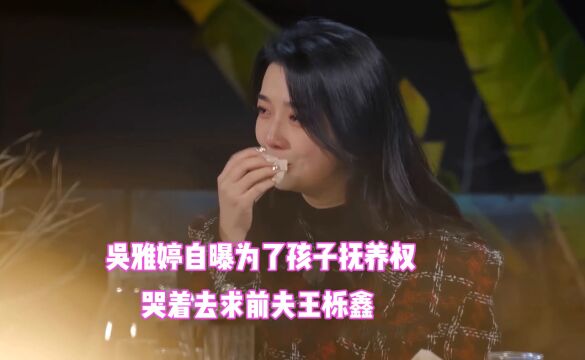 吴雅婷多卑微,自曝为了拿到孩子的抚养权,哭着去求前夫王栎鑫