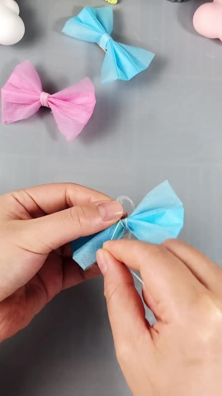不合格口罩做少女心蝴蝶结发夹