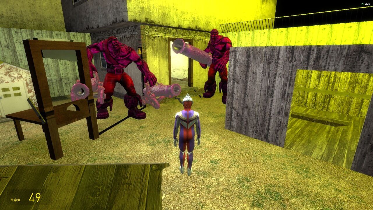 怪兽拿着大炮在密室里等着迪迦奥特曼,这有点过分呀