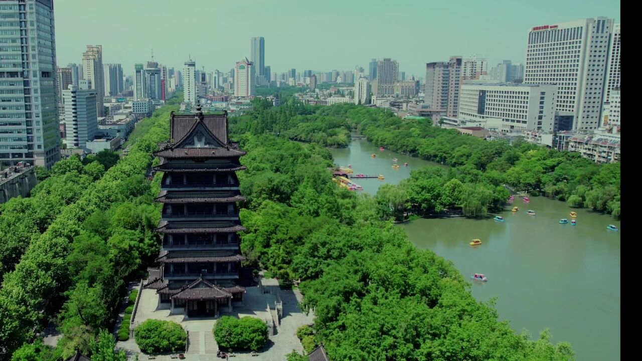 无人机航拍合肥包公园标志性建筑:清风阁,感受古建筑之美