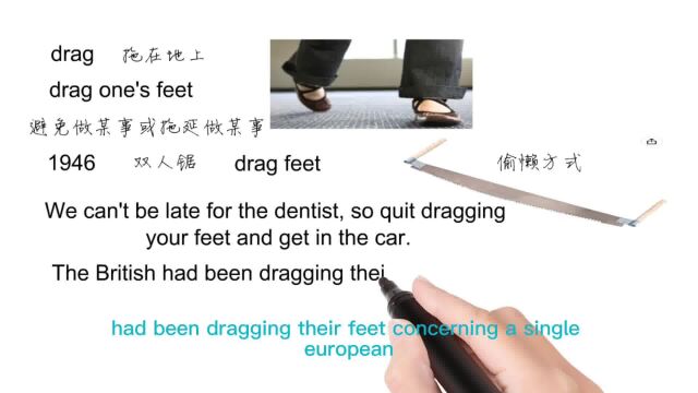 英语思维解密,为什么drag one's feet指拖延,轻松学英语