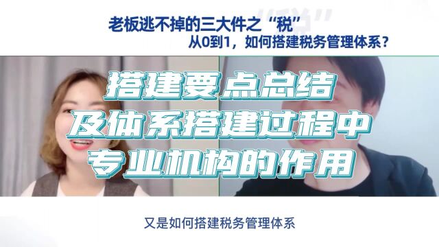 从0到1搭建企业税务管理体系~搭建要点总结及体系搭建过程中专业机构的作用