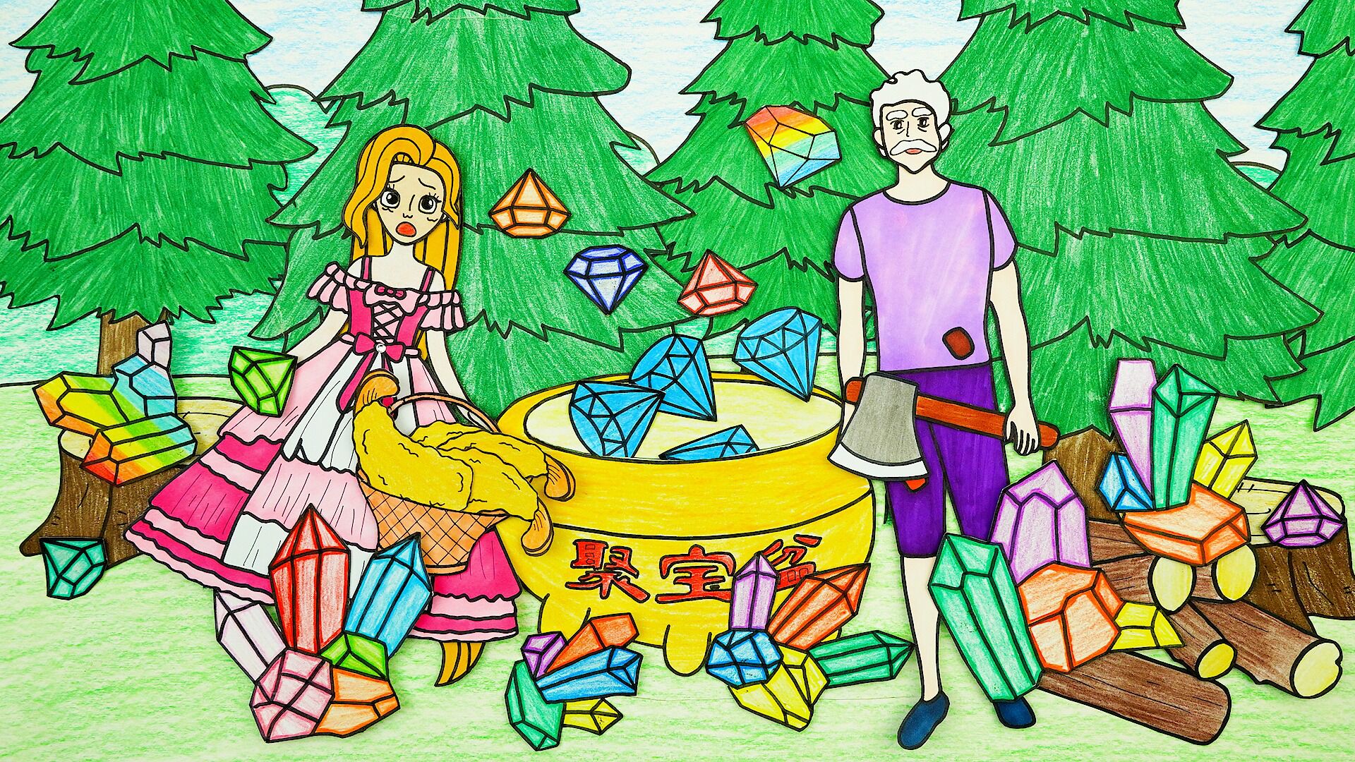 星星童话手绘定格动画星星把面包分享给老奶奶还给小动物喂吃的获得了