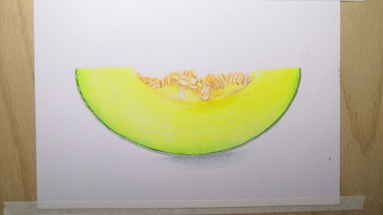 「彩铅」打卡(62)彩铅哈密瓜(下)教程