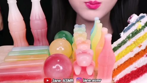 【超长解压】彩虹🌈千层蛋糕+彩虹糖