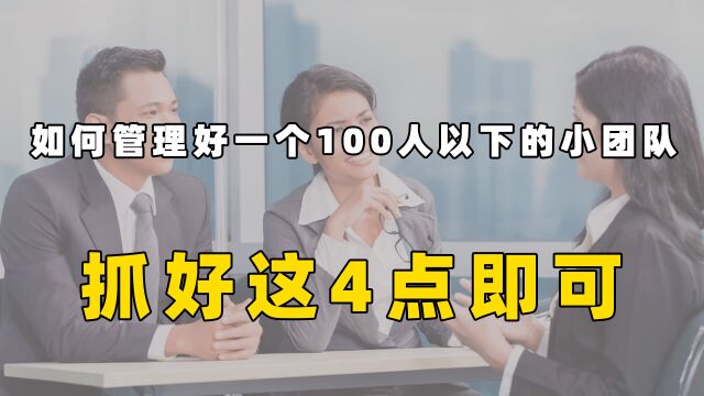 如何管理好一个100人以下的小团队?抓好这4点即可