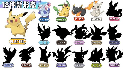 神奇宝贝:"自制"皮卡丘的18种新属性形态,好可爱