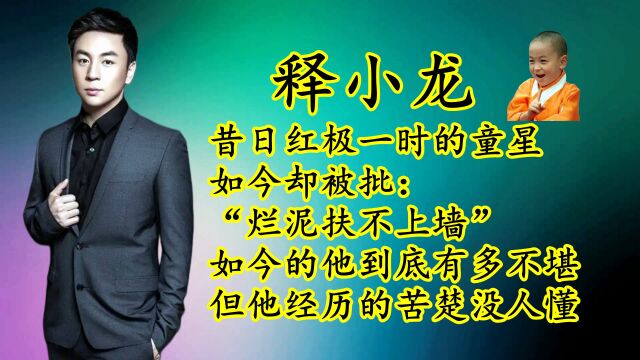 昔日红极一时的童星释小龙,如今被批:“烂泥扶不上墙”