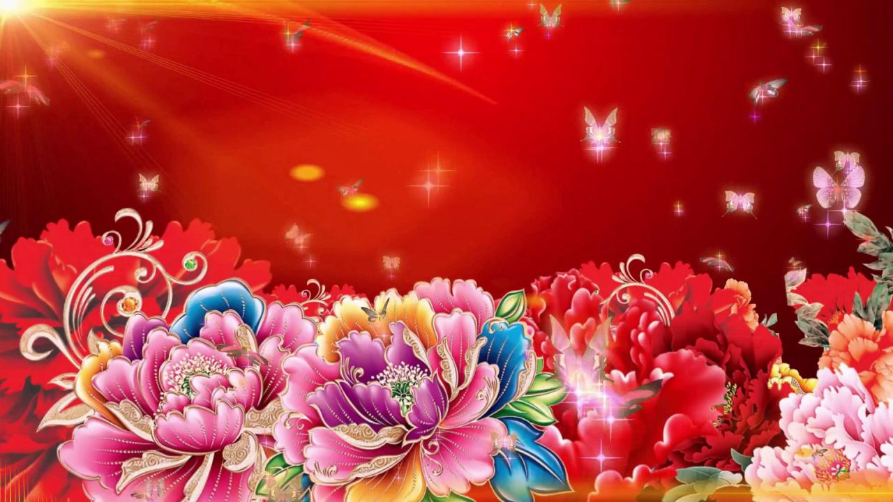 牡丹花开富贵红色芍花(5ms)led屏背景墙视频-全十古云211015_腾讯视频