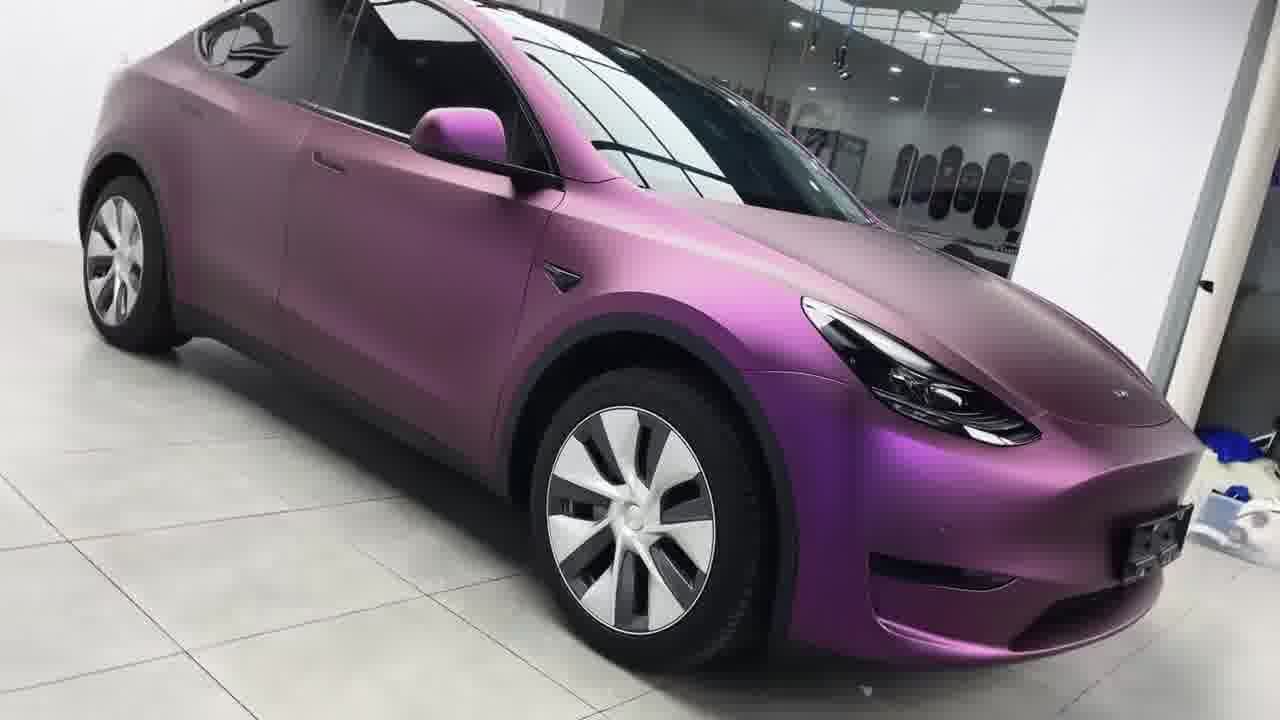 特斯拉model y改色超哑薰衣草紫!实车效果非常惊艳!