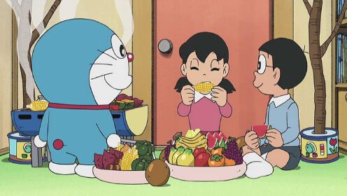 哆啦A梦：蓝胖子克隆出各种美食，大雄邀请媳妇静香赏樱花