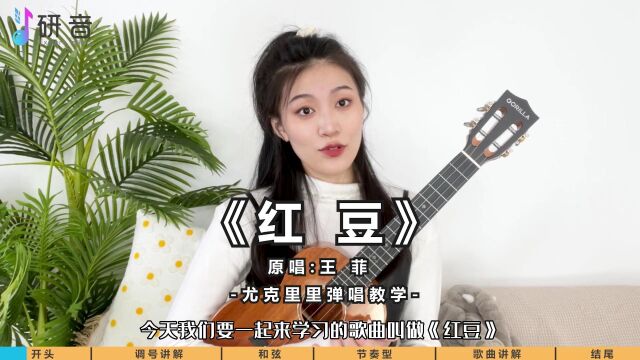 王菲《红豆》尤克里里初学入门弹唱教学【研音音乐学苑】