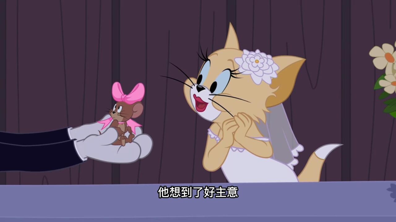汤姆把杰瑞扎上蝴蝶结送给新婚妻子,杰瑞被当成仆人使唤|猫和老鼠