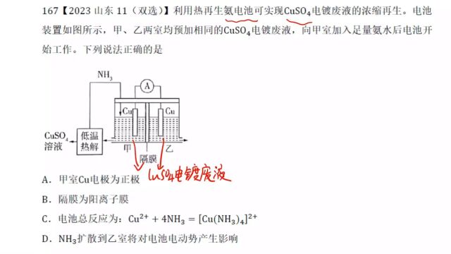 2023山东高考化学11电化学