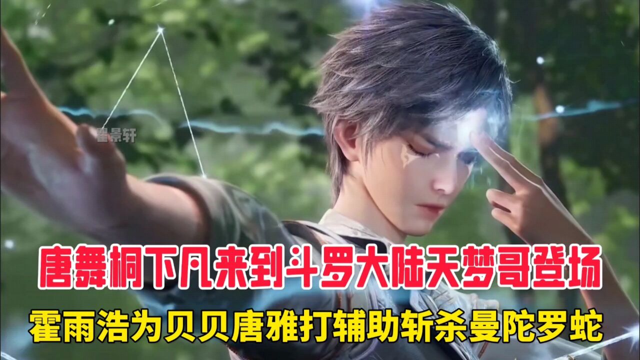绝世唐门:唐舞桐下凡来到斗罗大陆天梦哥登场,霍雨浩为贝贝唐雅打辅助斩杀曼陀罗蛇。_腾讯视频}