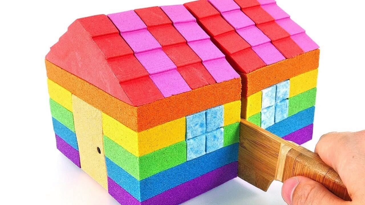益智趣味玩具 将我彩色的太空沙玩具制作成房子