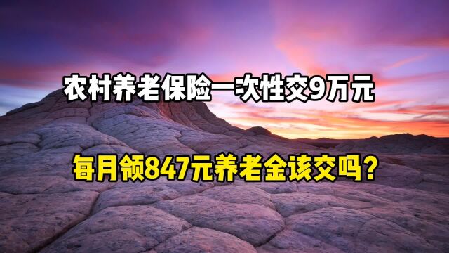 现在农村养老保险一次性补交9万元,每月领847元养老金,该交吗?