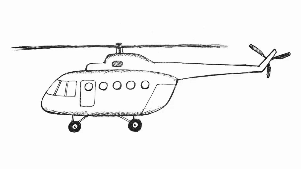 签字笔绘画,怎样绘画直升运输机