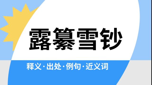 “露纂雪钞”是什么意思?